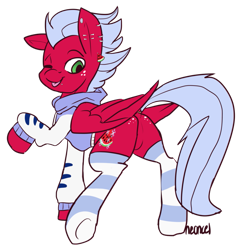 Size: 877x910 | Tagged: safe, artist:neoncel, imported from derpibooru, oc, oc only, oc:melon frost, pegasus, pony, butt, butt freckles, clothes, dock, dock piercing, ear piercing, freckles, hoodie, one eye closed, piercing, plot, rear view, simple background, socks, solo, striped socks, tongue out, transparent background, wings, wink