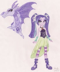 Size: 815x981 | Tagged: safe, artist:soulsliver249, imported from derpibooru, aria blaze, siren, equestria girls, clothes, evil grin, grin, shoes, sleeveless, smiling, traditional art
