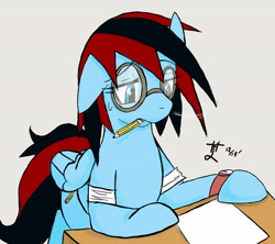 Size: 4500x4000 | Tagged: safe, artist:yoichi-hayabusa, imported from derpibooru, oc, oc only, pegasus, pony, absurd resolution, female, glasses, mare, mouth hold, pencil, solo