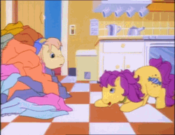 Size: 704x544 | Tagged: safe, imported from derpibooru, screencap, bon bon (g1), earth pony, pony, my little pony tales, too sick to notice, animated, behaving like a cat, butt shake, female, g1, gif, glutes, invisible stallion, mare, plot, rusty, rusty (g1)