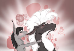Size: 1280x882 | Tagged: safe, artist:lucky dragoness, imported from derpibooru, oc, oc only, oc:rinar, dragon, biting, blushing, dragoness, ear bite, explicit source