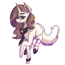 Size: 1000x1000 | Tagged: safe, artist:mentalphase, imported from derpibooru, oc, oc only, oc:cookie crumb, pony, unicorn, clothes, female, mare, simple background, socks, solo, striped socks, transparent background