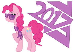 Size: 7598x5556 | Tagged: safe, artist:starstridepony, imported from derpibooru, pinkie pie, pony, 2017, absurd resolution, clothes, female, glasses, scarf, solo, sunglasses