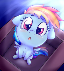 Size: 1800x2000 | Tagged: safe, artist:heavymetalbronyyeah, artist:verulence, imported from derpibooru, rainbow dash, pony, fanfic:my little dashie, box, cardboard box, chest fluff, collaboration, cute, dashabetes, female, filly, filly rainbow dash, hnnng, looking at you, looking up, looking up at you, open mouth, pony in a box, solo, weapons-grade cute, younger