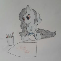 Size: 1280x1280 | Tagged: safe, artist:khavoc, imported from derpibooru, oc, oc only, pony, baby, baby pony, cute, diaper, foal, solo, traditional art