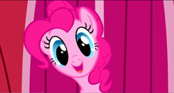 Size: 1360x730 | Tagged: safe, imported from derpibooru, screencap, pinkie pie, earth pony, pony, applebuck season, cute, diapinkes, female, happy, mare, open mouth, smiling, solo, town hall