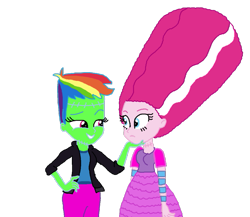 Size: 959x834 | Tagged: safe, artist:ktd1993, imported from derpibooru, pinkie pie, rainbow dash, equestria girls, alternate hairstyle, bride of frankenstein, female, frankenstein, frankenstein's monster, lesbian, pinkiedash, shipping