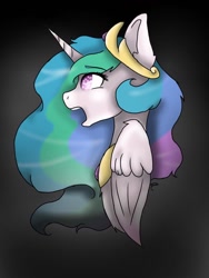 Size: 720x960 | Tagged: safe, artist:sakuwolf666, imported from derpibooru, princess celestia, pony, bust, female, open mouth, portrait, solo