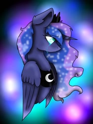 Size: 720x960 | Tagged: safe, artist:sakuwolf666, imported from derpibooru, princess luna, pony, bust, crying, female, portrait, solo