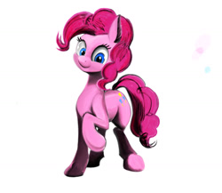 Size: 1590x1378 | Tagged: safe, artist:ponsce, imported from derpibooru, pinkie pie, pony, female, raised hoof, simple background, smiling, solo, white background