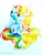 Size: 1536x2048 | Tagged: safe, artist:liaaqila, imported from derpibooru, applejack, rainbow dash, appledash, female, lesbian, looking at each other, shipping, simple background, traditional art, white background