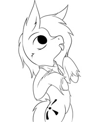 Size: 1400x1700 | Tagged: safe, artist:azerta56, imported from derpibooru, oc, oc only, oc:seraphine night, earth pony, pony, black and white, cute, cutie mark, digital art, grayscale, line, lineart, monochrome, simple background, solo, sweet, tongue out, unshorn fetlocks, white background