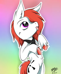 Size: 1400x1700 | Tagged: safe, artist:azerta56, imported from derpibooru, oc, oc only, oc:seraphine night, earth pony, pony, belly button, colored, cute, cutie mark, hooves, purple eyes, simple background, solo, sweet, tongue out, unshorn fetlocks, white
