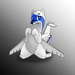 Size: 800x800 | Tagged: safe, artist:kushina13, imported from derpibooru, oc, oc only, original species, plane pony, pony, belly button, boeing 727, kneeling, plane, pubic mound, simple background, solo, tongue out, wide hips