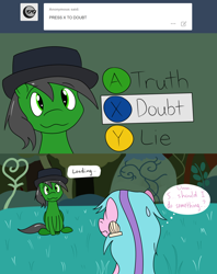 Size: 1280x1618 | Tagged: safe, artist:hummingway, imported from derpibooru, oc, oc only, oc:feather hummingway, oc:swirly shells, ask-humming-way, tumblr, tumblr comic