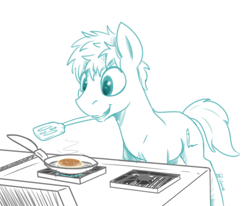 Size: 1280x1056 | Tagged: safe, artist:swiftsketchpone, imported from derpibooru, oc, oc only, oc:swift sketch, food, monochrome, pancakes, simple background, sketch, solo, white background