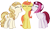 Size: 3423x1997 | Tagged: safe, artist:ironm17, imported from derpibooru, cayenne, citrus blush, sweet biscuit, pony, eyes closed, group, nuzzling, simple background, smiling, snuggling, transparent background, vector