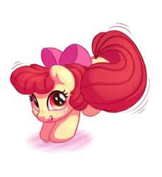 Size: 1100x1200 | Tagged: safe, artist:bobdude0, imported from derpibooru, apple bloom, earth pony, pony, adorabloom, bow, cute, female, filly, freckles, hair bow, looking at you, open mouth, simple background, smiling, solo