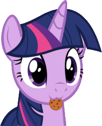 Size: 919x1140 | Tagged: safe, artist:cyanlightning, derpibooru exclusive, imported from derpibooru, twilight sparkle, :3, animated, blinking, cookie, cute, female, food, gif, mouth hold, simple background, solo, transparent background, twiabetes