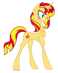 Size: 744x931 | Tagged: safe, artist:basykail, imported from derpibooru, sunset shimmer, pony, unicorn, blushing, female, raised hoof, simple background, solo, transparent background