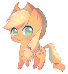 Size: 1024x1120 | Tagged: safe, artist:xkirikittyx, imported from derpibooru, applejack, pony, chibi, female, simple background, solo, transparent background