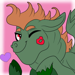 Size: 400x400 | Tagged: safe, artist:brainiac, imported from derpibooru, oc, oc only, oc:joe, pony, bulk biceps body, heart, male, muscle pony, one eye closed, solo, stallion, wink