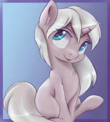 Size: 2911x3250 | Tagged: safe, artist:ardail, imported from derpibooru, oc, oc only, oc:heaven swirl, pony, unicorn, commission, cute, ear fluff, sitting, smiling, solo, tongue out