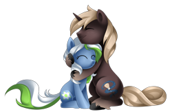 Size: 4258x2780 | Tagged: safe, artist:scarlet-spectrum, imported from derpibooru, oc, oc only, oc:dream, oc:petal, pony, unicorn, absurd resolution, commission, cute, eyes closed, female, hug, male, mare, simple background, smiling, stallion, transparent background