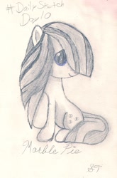 Size: 1021x1547 | Tagged: safe, artist:silversthreads, imported from derpibooru, marble pie, earth pony, pony, daily sketch, female, mare, sketch, solo, traditional art