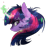 Size: 800x800 | Tagged: safe, artist:inviizzible, artist:petrinox, imported from derpibooru, twilight sparkle, bust, curved horn, dark magic, deviantart watermark, lineless, magic, obtrusive watermark, portrait, simple background, solo, transformation, transparent background, watermark