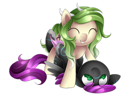 Size: 2966x2339 | Tagged: safe, artist:scarlet-spectrum, imported from derpibooru, oc, oc only, oc:adalina, oc:silas, pegasus, pony, duo, eyes closed, happy, on back, playing, simple background, transparent background