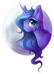 Size: 2000x2700 | Tagged: safe, artist:emberslament, artist:spirit-dude, imported from derpibooru, princess luna, alicorn, pony, bust, collaboration, crying, female, head, looking up, portrait, s1 luna, sad, solo