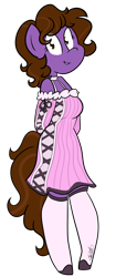 Size: 1675x4000 | Tagged: safe, artist:befishproductions, imported from derpibooru, oc, oc only, anthro, earth pony, clothes, dress, female, mare, signature, simple background, socks, solo, transparent background