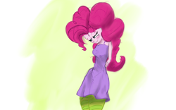 Size: 1280x800 | Tagged: safe, artist:steadfast hoof, imported from derpibooru, pinkie pie, spike, equestria girls, arm behind back, blushing, breasts, clothes, doodle, female, implied spike, lip bite, male, pinkiespike, shipping, sketch, solo, straight
