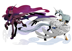 Size: 3507x2480 | Tagged: safe, artist:dormin-dim, artist:dormin-kanna, imported from derpibooru, oc, oc only, oc:nox arcana, oc:phantom lord, alicorn, pony, alicorn oc, duo