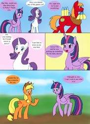 Size: 1000x1374 | Tagged: safe, artist:emilou1985, imported from derpibooru, applejack, big macintosh, rarity, twilight sparkle, alicorn, pony, comic:signs, alternate universe, comic, male, pregnant, twilight sparkle (alicorn)