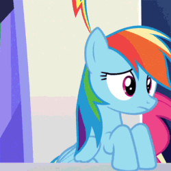 Size: 500x500 | Tagged: safe, imported from derpibooru, screencap, pinkie pie, rainbow dash, earth pony, pegasus, pony, 28 pranks later, :<, animated, blinking, cropped, cute, dashabetes, female, folded wings, friendship throne, frown, gif, gritted teeth, juxtaposition bait, looking at you, mare, meme, multi image animation, open mouth, raised hoof, shocked, solo focus, surprised, wide eyes, wings