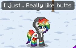 Size: 268x171 | Tagged: safe, imported from derpibooru, screencap, oc, oc only, oc:radical rainbow, pony, pony town, clothes, hoodie, meme, rainbow socks, screenshots, socks, solo, striped socks, taste the rainbow