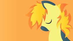 Size: 3840x2160 | Tagged: safe, artist:rish--loo, imported from derpibooru, oc, oc only, oc:yaktan, earth pony, pony, bust, eyes closed, male, orange background, portrait, simple background, solo, stallion, wallpaper