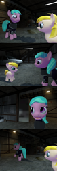 Size: 1400x4184 | Tagged: safe, artist:soad24k, imported from derpibooru, oc, oc only, oc:chipper leaf, oc:flash bang, pony, 3d, absurd resolution, cyoa, cyoa:filly adventure, female, filly, gmod, mare