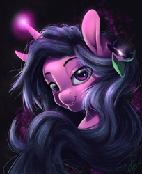 Size: 1024x1252 | Tagged: safe, artist:joan-grace, imported from derpibooru, oc, oc only, oc:night dream, pony, unicorn, bust, female, magic, mare, portrait, solo