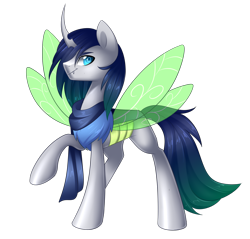 Size: 2672x2555 | Tagged: safe, artist:scarlet-spectrum, imported from derpibooru, oc, oc only, changeling, changeling oc, commission, male, raised hoof, simple background, solo, transparent background, white changeling