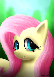 Size: 2149x3035 | Tagged: safe, artist:kitsunartbr, imported from derpibooru, fluttershy, bust, female, head turn, looking at you, looking sideways, portrait, solo, turned head