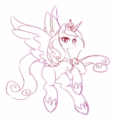 Size: 2471x2672 | Tagged: safe, artist:akainu_pony, imported from derpibooru, princess cadance, pony, female, lineart, monochrome, simple background, solo