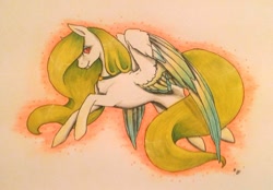 Size: 1024x713 | Tagged: safe, artist:oneiria-fylakas, imported from derpibooru, oc, oc only, pegasus, pony, fangs, female, mare, solo, traditional art