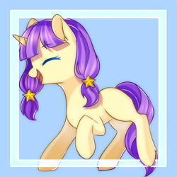 Size: 1000x1000 | Tagged: safe, artist:leafywind, imported from derpibooru, oc, oc only, pony, unicorn, eyes closed, female, mare, open mouth, solo