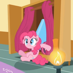 Size: 359x359 | Tagged: safe, imported from derpibooru, screencap, pinkie pie, pony, pinkie pride, female, mare, party cannon, pinkie's room, solo