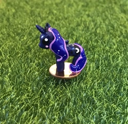 Size: 2868x2779 | Tagged: safe, artist:vivalahill, imported from derpibooru, princess luna, pony, chibi, irl, penny, photo, sculpture, solo, traditional art