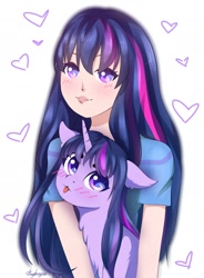 Size: 1356x1841 | Tagged: safe, artist:dragheryson, imported from derpibooru, twilight sparkle, human, female, heart, human ponidox, humanized, self ponidox, simple background, solo, tongue out, white background