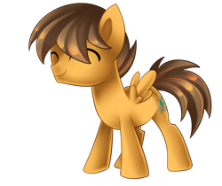 Size: 1552x1302 | Tagged: safe, artist:scarlet-spectrum, imported from derpibooru, oc, oc only, oc:compylight, pegasus, pony, brown hair, colt, commission, eyes closed, male, simple background, smiling, solo, transparent background